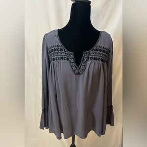 Altar'd State Charcoal Embroidered Blouse